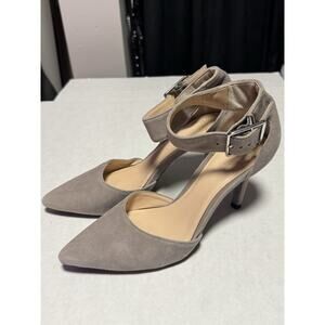 Cole Haan Womens Memphis Pump Size 5B Gray Suede Ankle Strap Heels Grand OS
